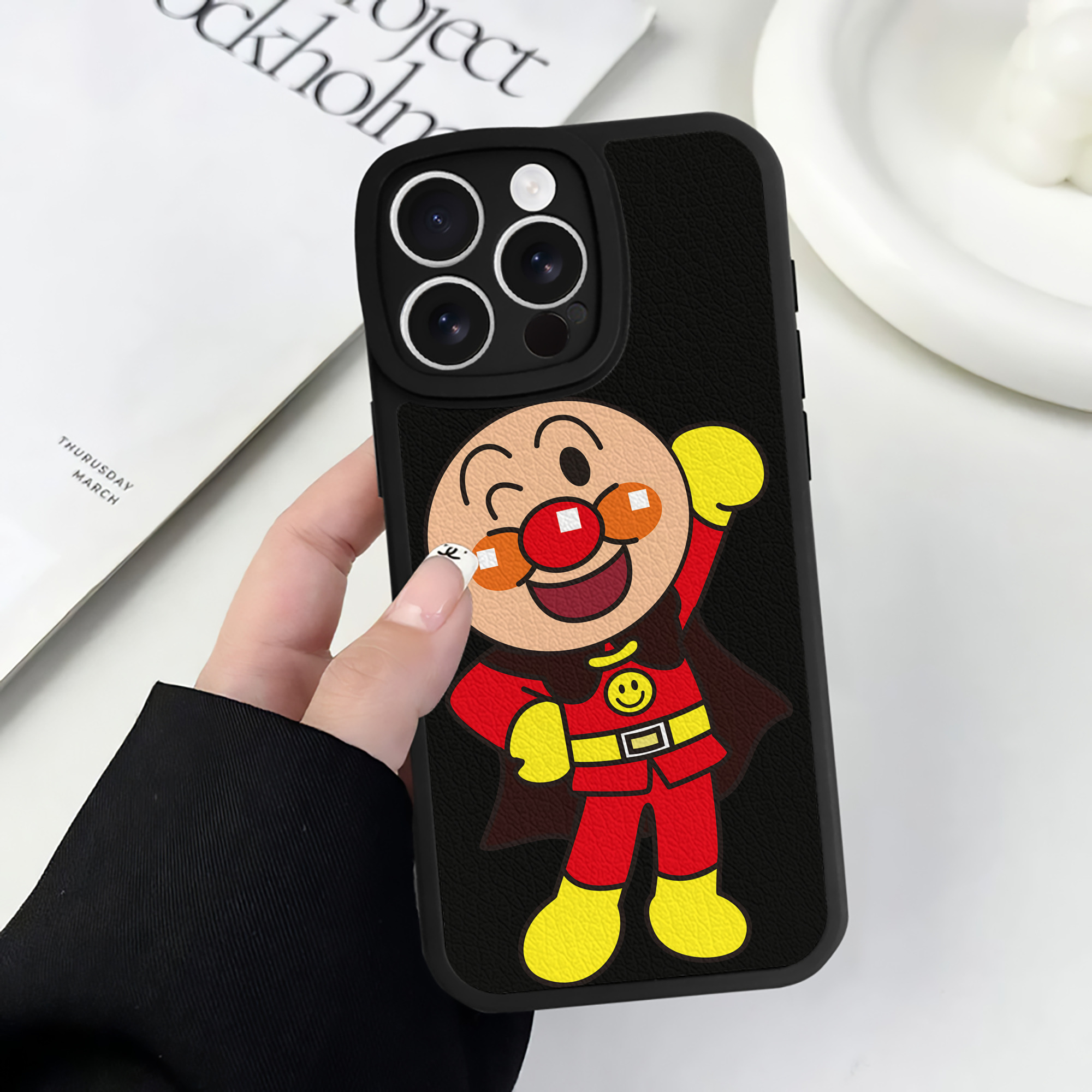 （画像用） アンパンマン Anpanman 【iPhone 16シリーズ対応】シリコンスマホケース（レザー調） 材質：シリコン